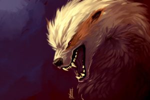 monster, Magical, Animals, Roar, Fantasy, Werewolf, Wolf, Wolves, Painting