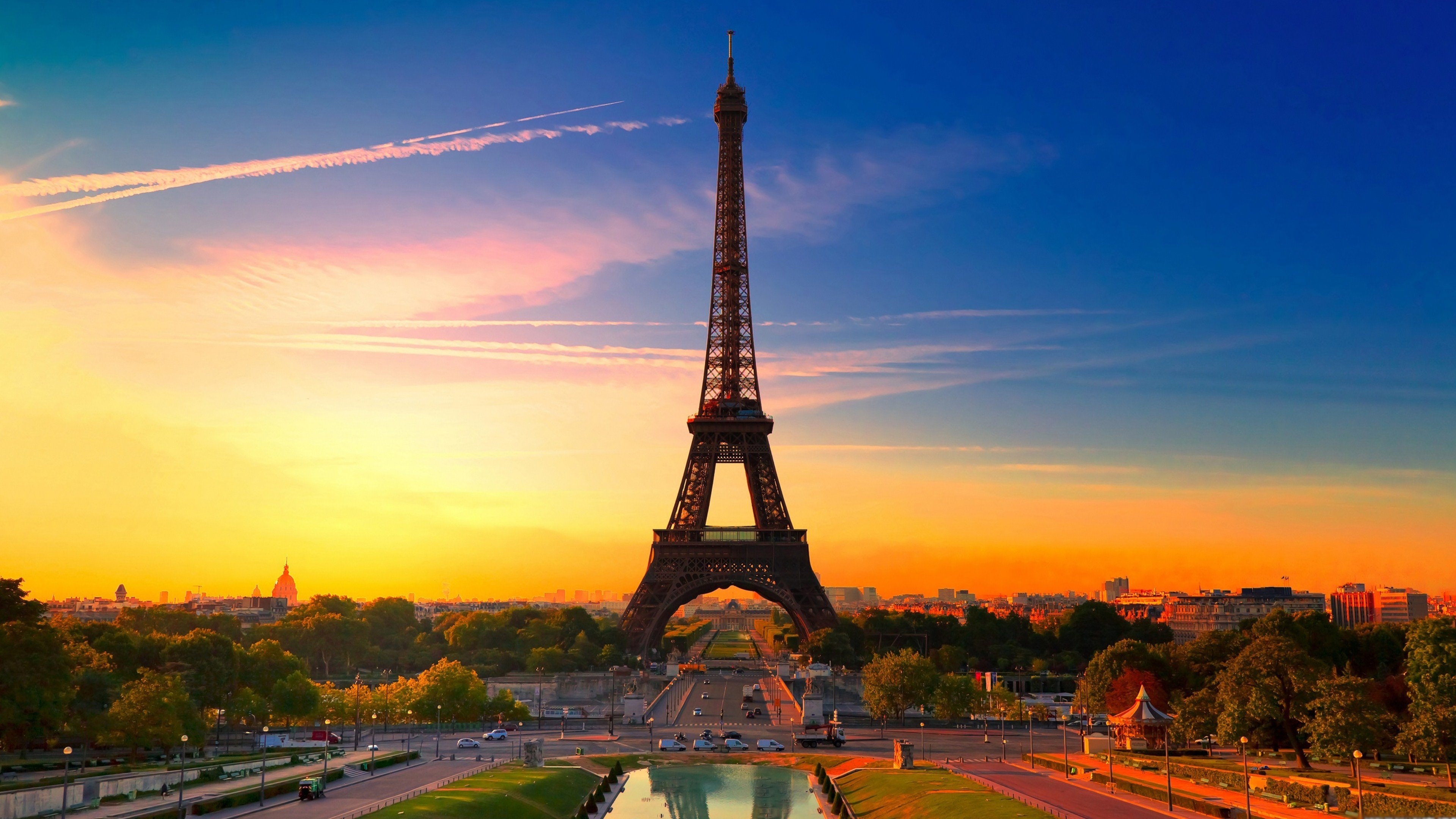 eiffel, Tower, City, Paris, Sunset, Sunlight Wallpaper