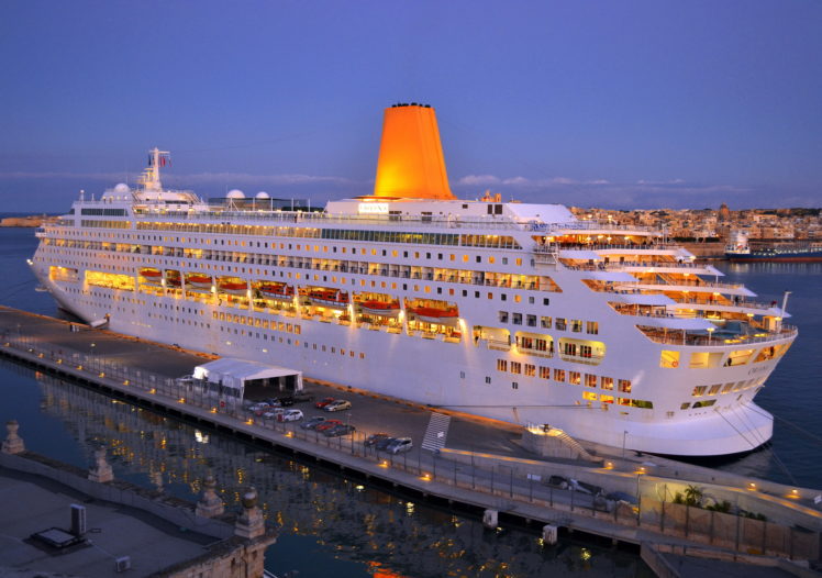 ships, Cruise, Liner, Marinas, Oriana, Boats, Night, Lights HD Wallpaper Desktop Background