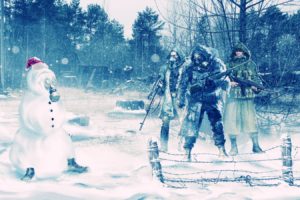 stalker, Snowman, Snow, Winter, Gas, Mask, Christmas, Humor, Warriors, Soldiers, Videogames