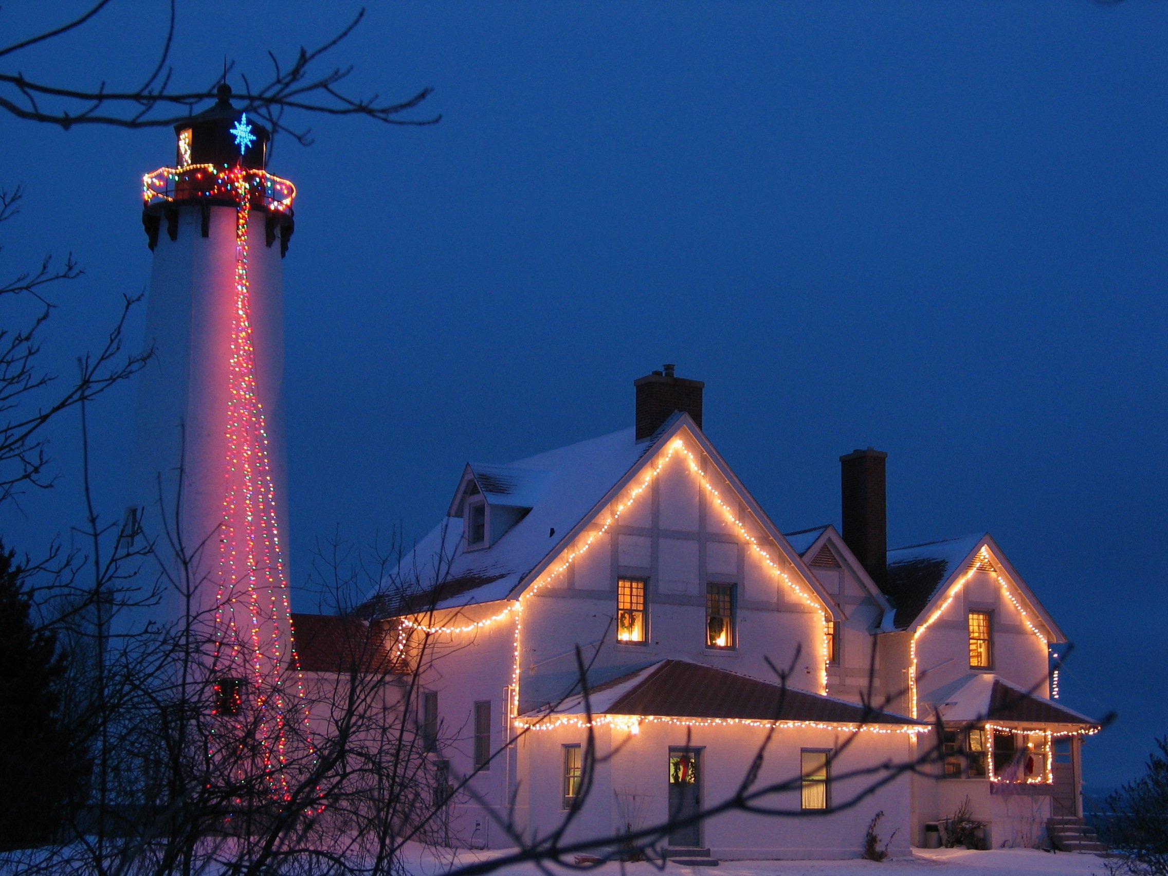 christmas, Holiday, Lighthouse, Winter Wallpaper