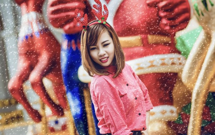 christmas, Holiday, Asian, Girl, Babe HD Wallpaper Desktop Background