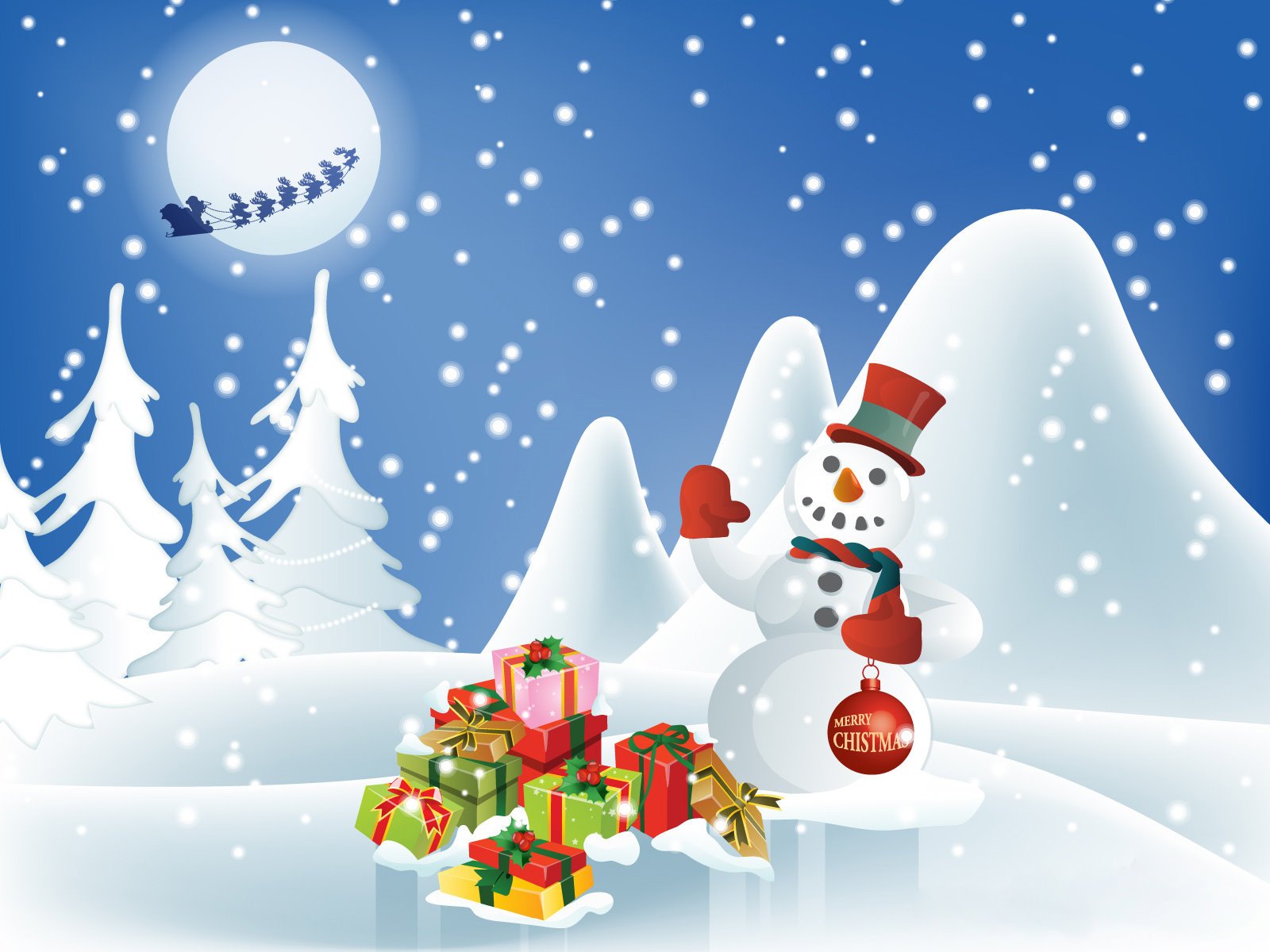 merry, Christmas, Holiday, Vacation, Gifts, Tree, Happy, Beautiful, Santa, Snowman, Lights Wallpaper