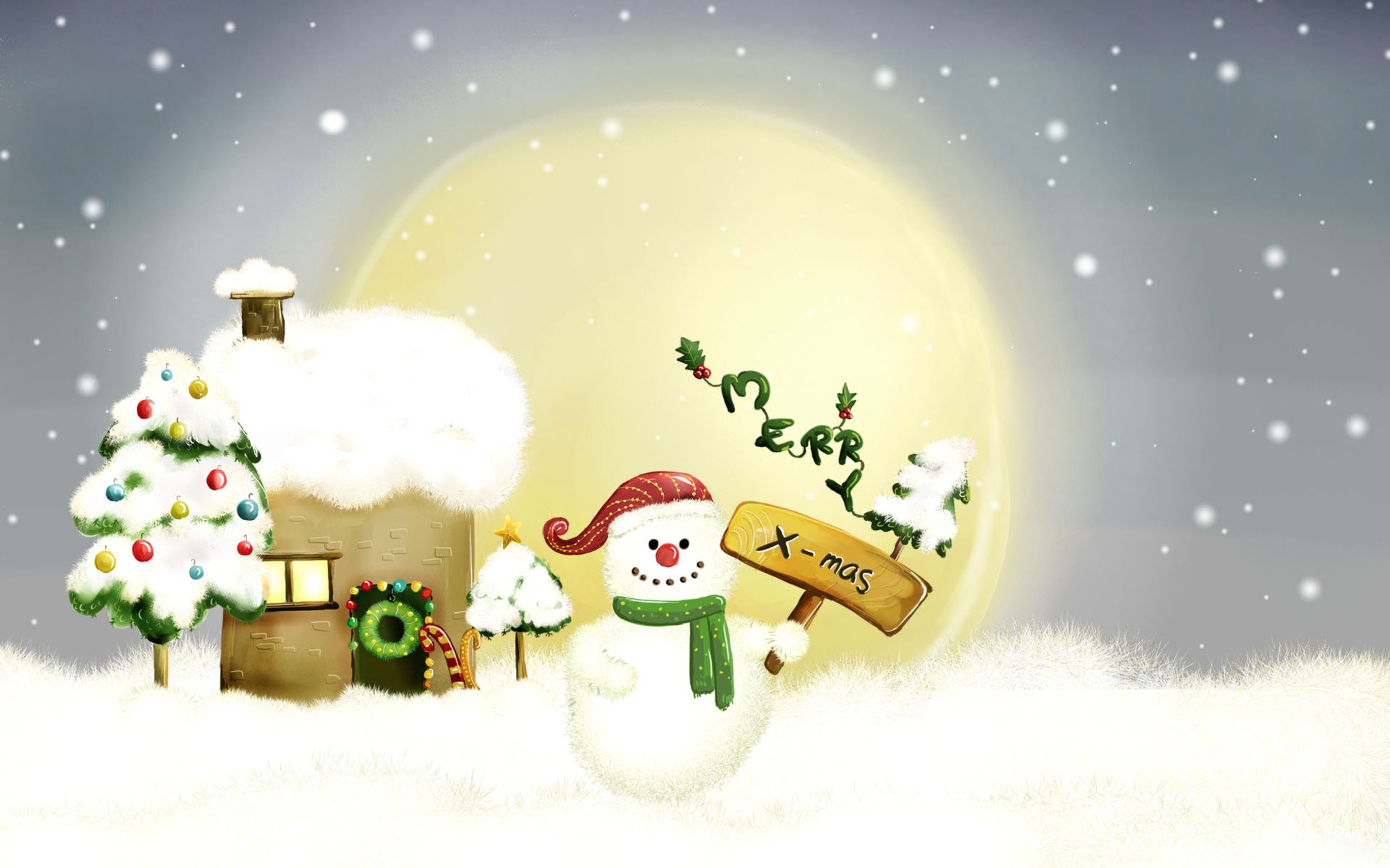 merry, Christmas, Holiday, Vacation, Gifts, Tree, Happy, Beautiful, Santa, Snowman, Lights Wallpaper