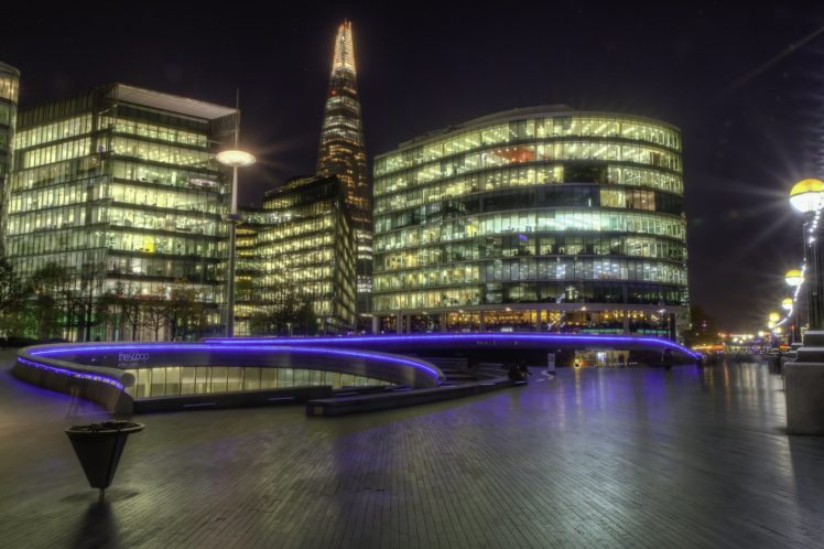 architecture, Building, Tower, Cities, Light, Londres, London, Angleterre, England, Uk, United, Kingdom, Tamise, Towers, Rivers, Bridges, Monuments, Night, Panorama, Panoramic, Urban HD Wallpaper Desktop Background