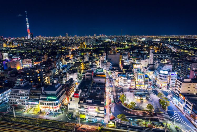 japan, Japon, Architecture, Bridges, Freeway, Building, Cities, Monuments, Night, Panorama, Panoramic, Rivers, Tower, Towers, Tokyo, Ray, Light HD Wallpaper Desktop Background