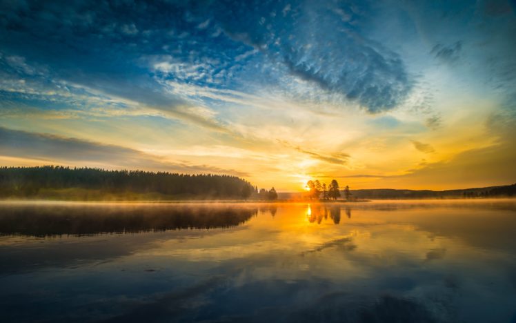 national, Park, Yellowstone, Lake, Sunset, Reflection HD Wallpaper Desktop Background