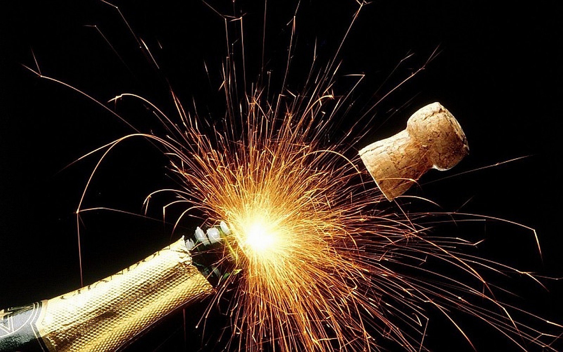 holidays, Christmas, Newyear, Happy, Sylvester, Champagne, Cork, Fireworks Wallpaper