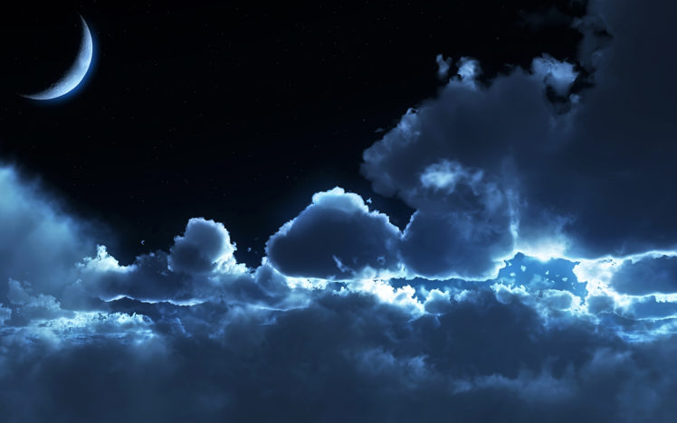 clouds, Night, Moon HD Wallpaper Desktop Background