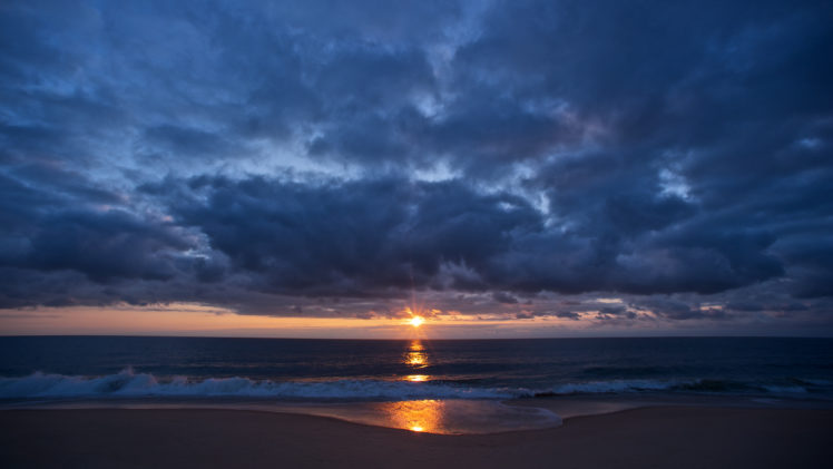 sunset, Clouds, Beach HD Wallpaper Desktop Background