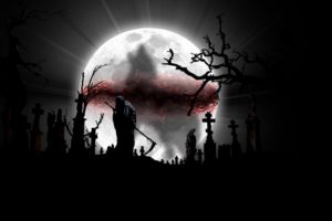dark, Grim, Reaper, Horror, Skeletons, Skull, Creepy, Cemetery, Moon, Cross, Gothic