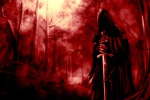 dark, Grim, Reaper, Horror, Skeletons, Skull, Creepy, Weapons, Swords, Trees, Forest, Fantasy