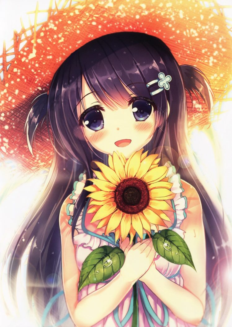 flower, Anime, Girl, Summer, Akabane, Dress, Summer, Dress, Zebrasmise HD Wallpaper Desktop Background