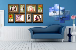 interior, Sofa, Flowers, Vases, Pictures, Polyptych, Dolphins, Faces, Furniture