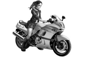 kotikomori, Monochrome, Motorcycle, Original, Tagme