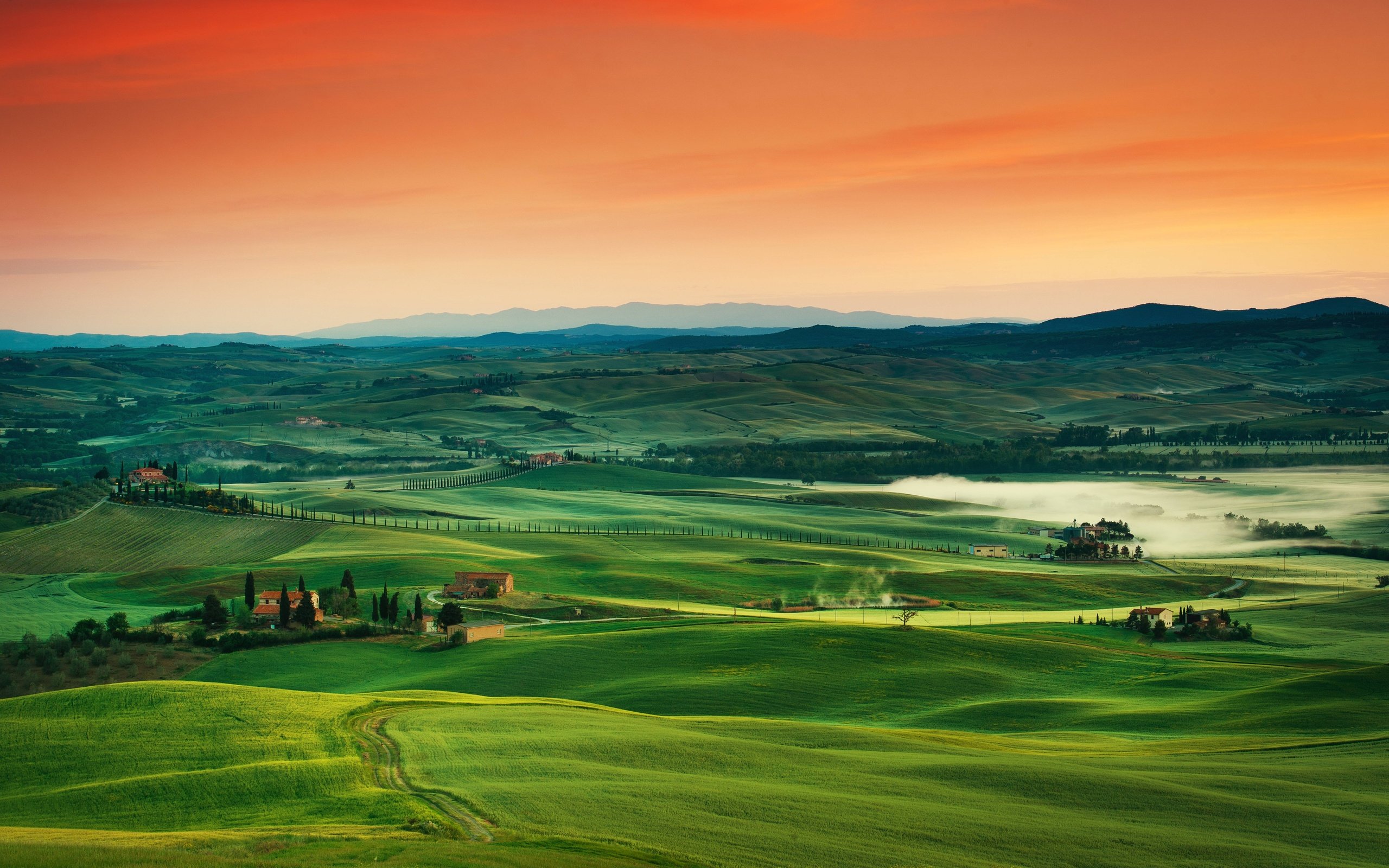 tuscany, Italy, Fields, Hills Wallpaper