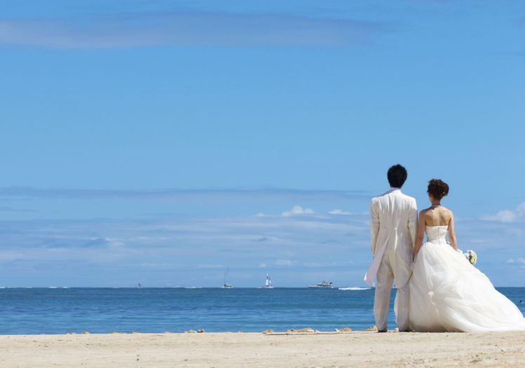 beach, Couple, Wedding, Wedding, Dress, Brides HD Wallpaper Desktop Background