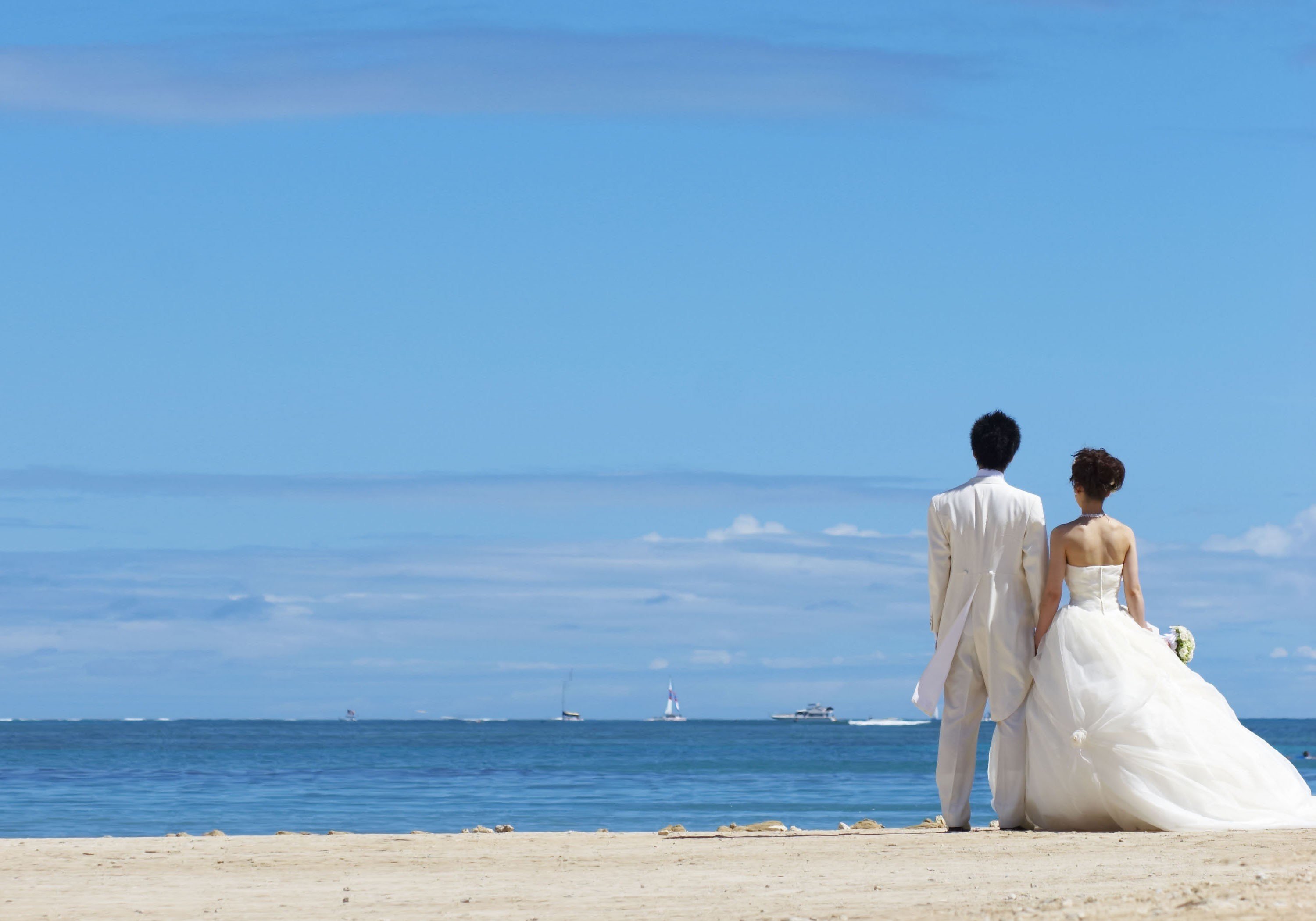 beach, Couple, Wedding, Wedding, Dress, Brides Wallpaper