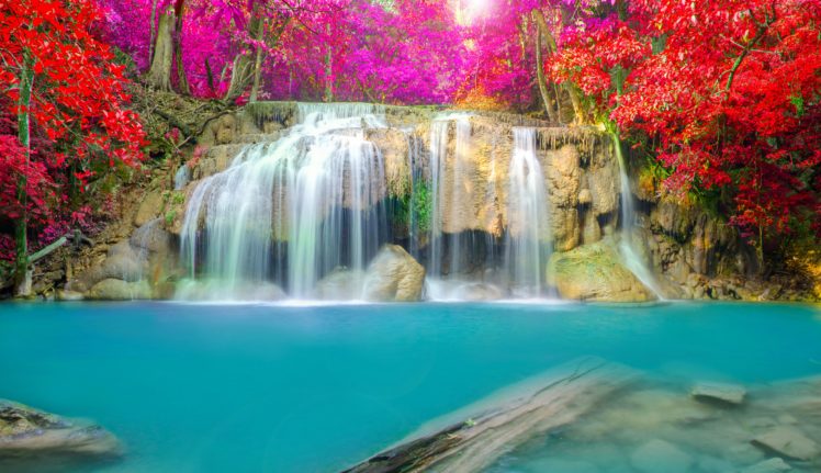thailand, Parks, Waterfalls, Erawan, Waterfall, National, Park, Nature, Autumn HD Wallpaper Desktop Background
