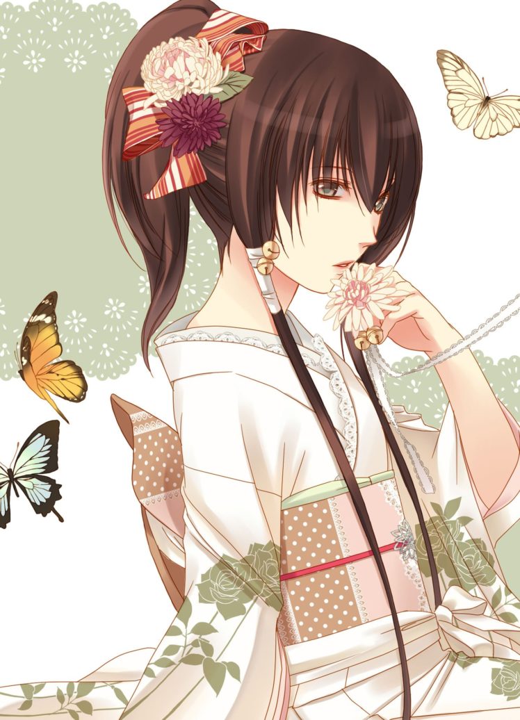 getbackers, Girl, Anime, Series, Butterfly, Kimono, Beautiful HD Wallpaper Desktop Background