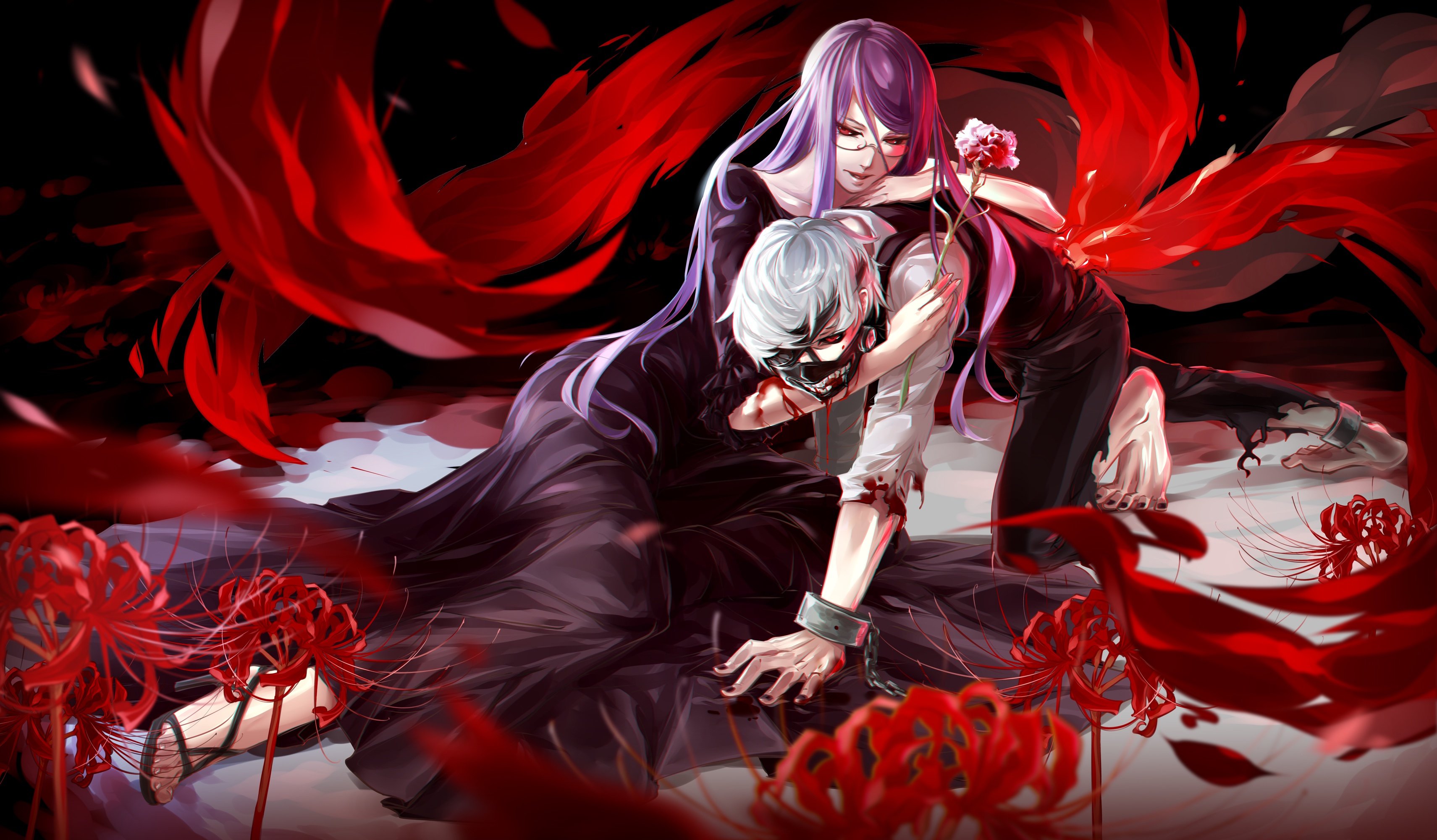 anime, Girls, Tokyo, Ghoul, Kaneki, Ken, Kamishiro, Rize, Eye, Patch, Two Wallpaper