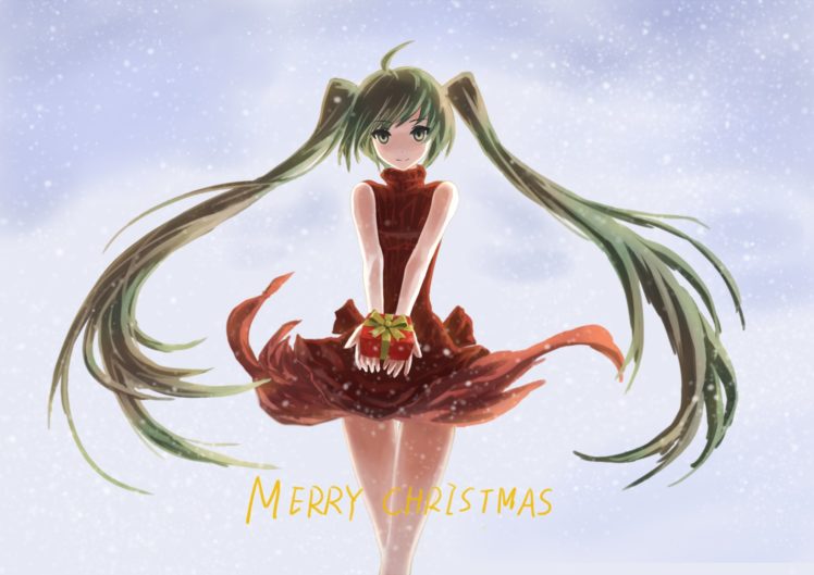 vocaloid, Hatsune, Miku, Gift, Christmas HD Wallpaper Desktop Background