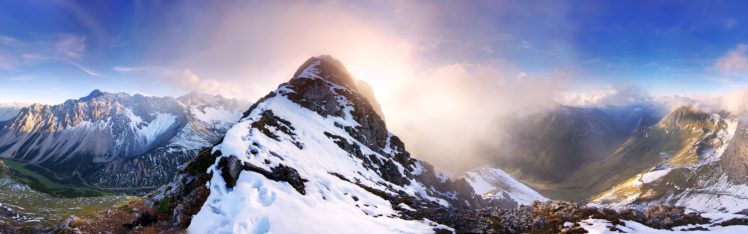 mountains, Landscapes, Snow, Austria, Panorama HD Wallpaper Desktop Background