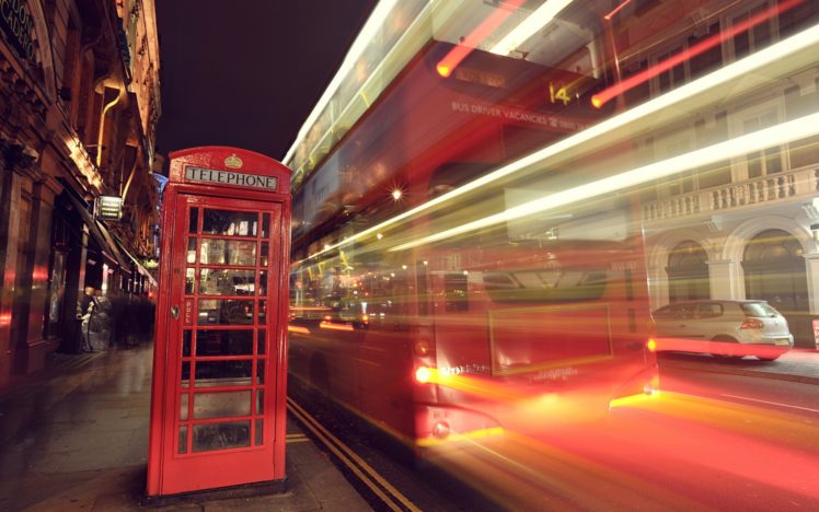 city, London, England, Night, Street, Telfon, Light, Lights, Exposure, Buildings, Booth HD Wallpaper Desktop Background