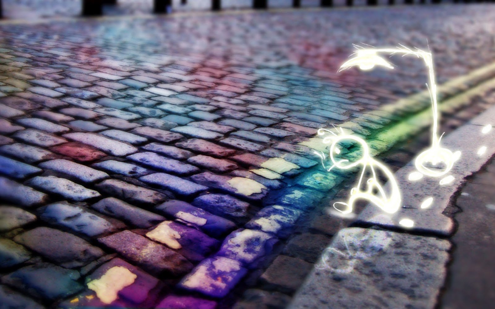 street, Stone, Paving, Drawing, Color, City Wallpaper