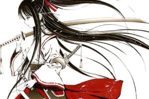 anime girl samurai female warrior swords katana