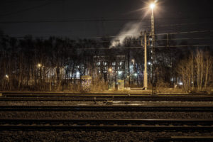 railroad, Rails, Light, Night, Tracks