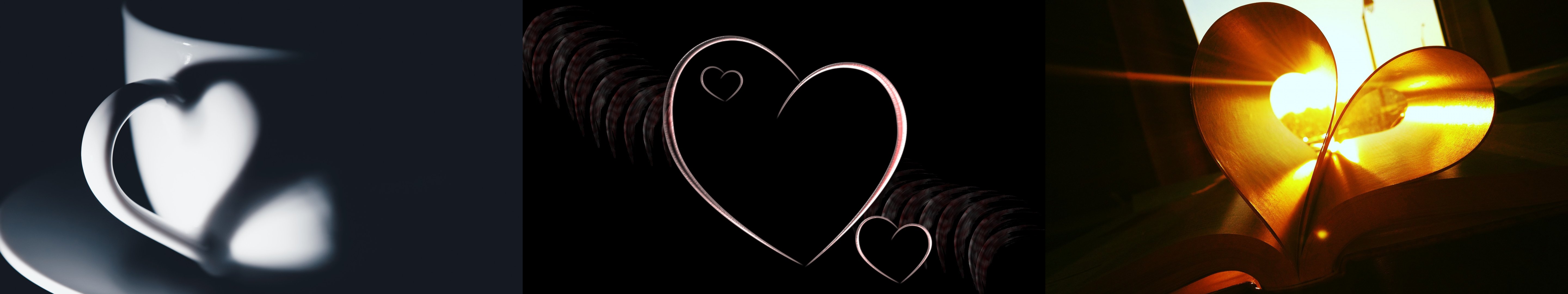 triple, Monitor, Multi, Multiple, Screen, Love, Amour, Coeur, Heart Wallpaper