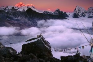 mountains, Nepal, Mount, Everest, Clouds, Sunset, Sunrise