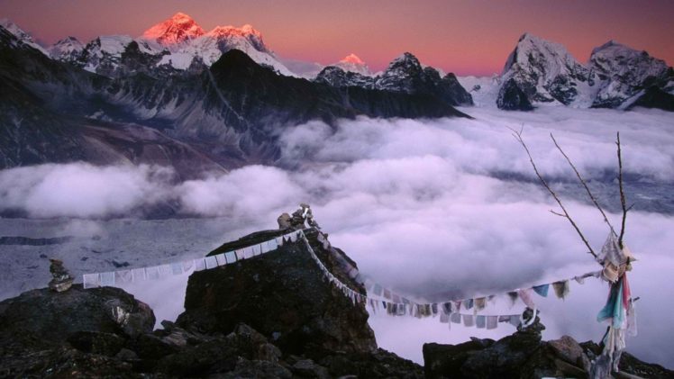 mountains, Nepal, Mount, Everest, Clouds, Sunset, Sunrise HD Wallpaper Desktop Background
