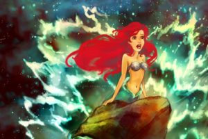 paintings, Disney, Company, Waves, Redheads, Rocks, The, Little, Mermaid, Mermaids, Artwork, Ariel, Mermaid