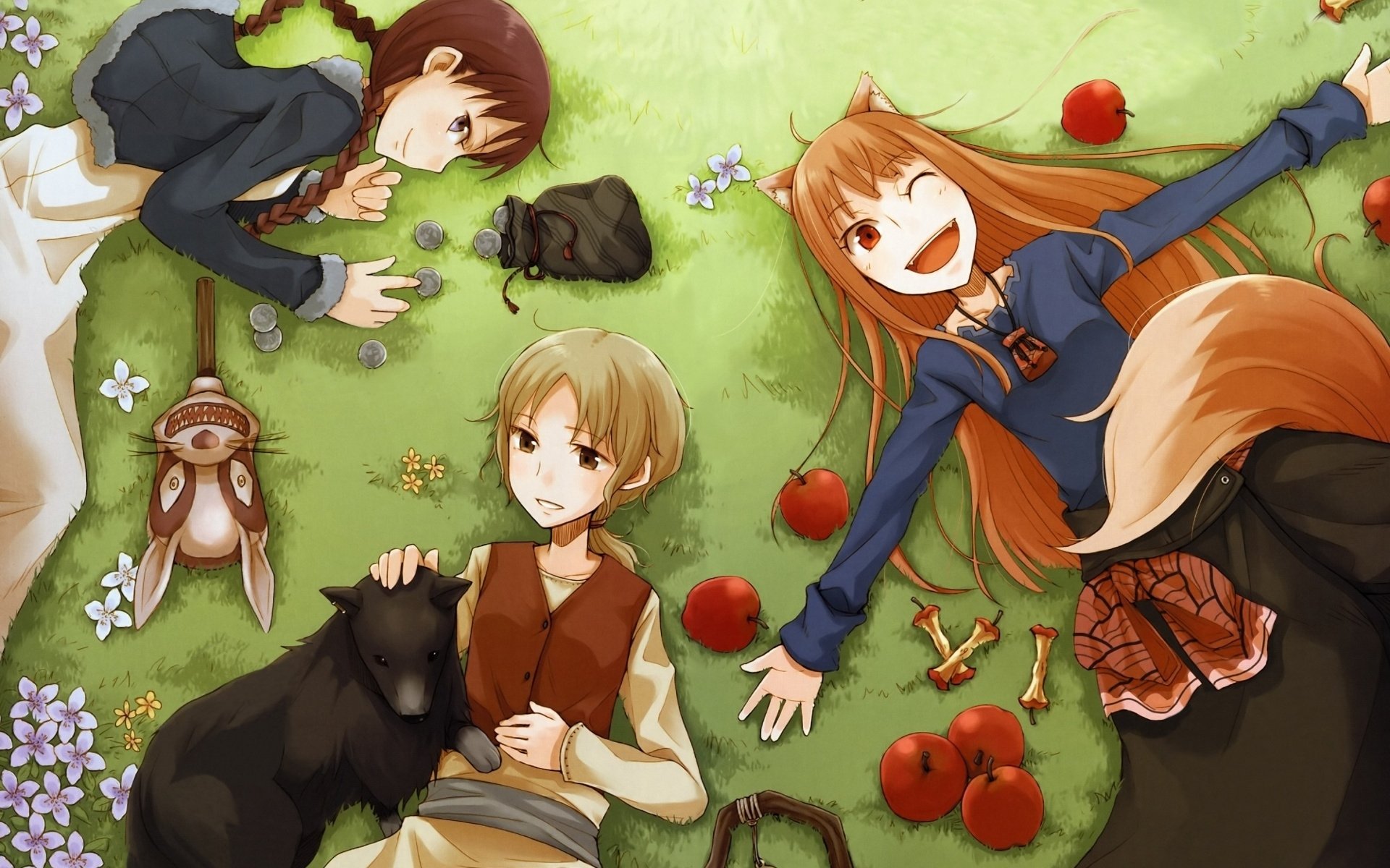 spice, And, Wolf, Animal, Ears, Holo, The, Wise, Wolf, Apples Wallpaper