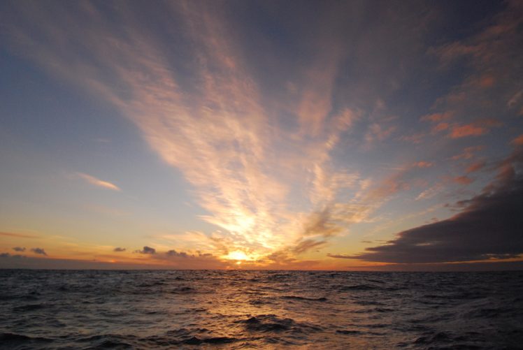 dawn, Sky, Sea, Ocean, Sunset, Sunrise, Sky, Clouds HD Wallpaper Desktop Background