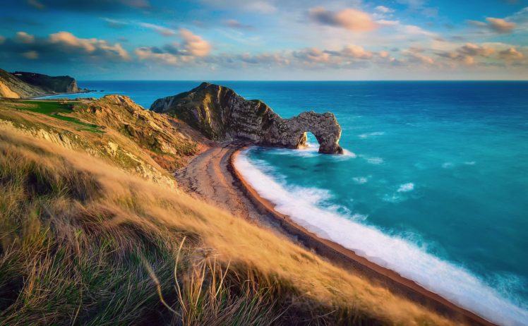 durdle, Door, Jurassic, Coast, Dorset, England, English, Channel, Coast, Rock, Arch, Gate, Strait, Sea, Ocean, Beach HD Wallpaper Desktop Background