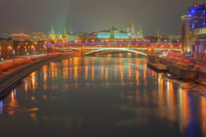 kremlin, Moscow, Night, River, Russia, Reflection
