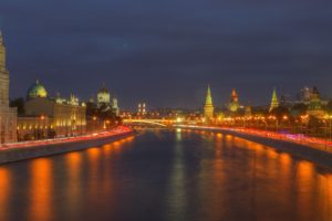 kremlin, Moscow, Night, River, Russia, Reflection