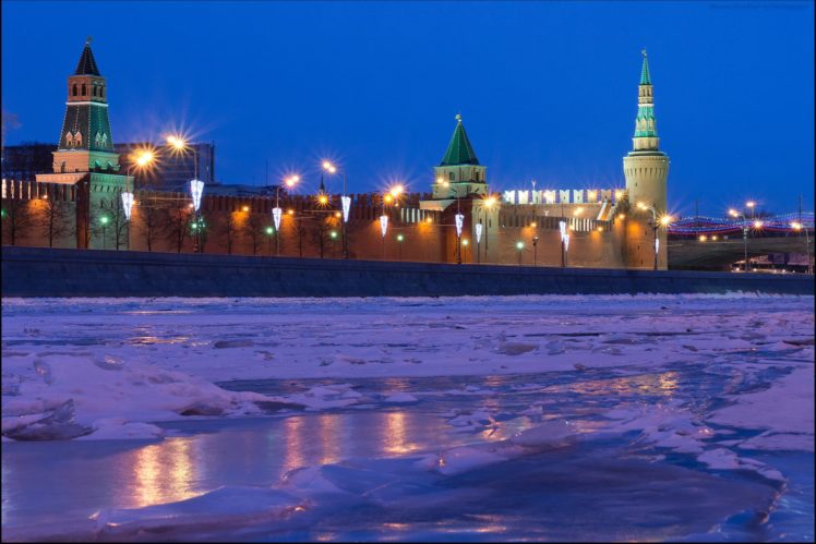 moscow, Russia, River, Winter, Snow, Night, Cities, Frozen HD Wallpaper Desktop Background