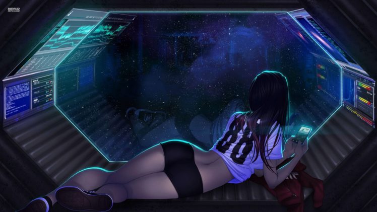 space, Traveler, Girl, Digital, Art HD Wallpaper Desktop Background