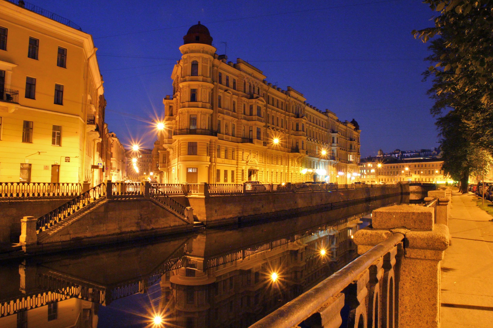 st, Petersburg, Russia, Houses, Night, Canal, Cities Wallpaper