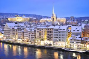 zurich, Switzerland, Limmat, River, Zurich, Switzerland, Limmat, River, The, River, Embankment, Buildings, Winter, Reflection