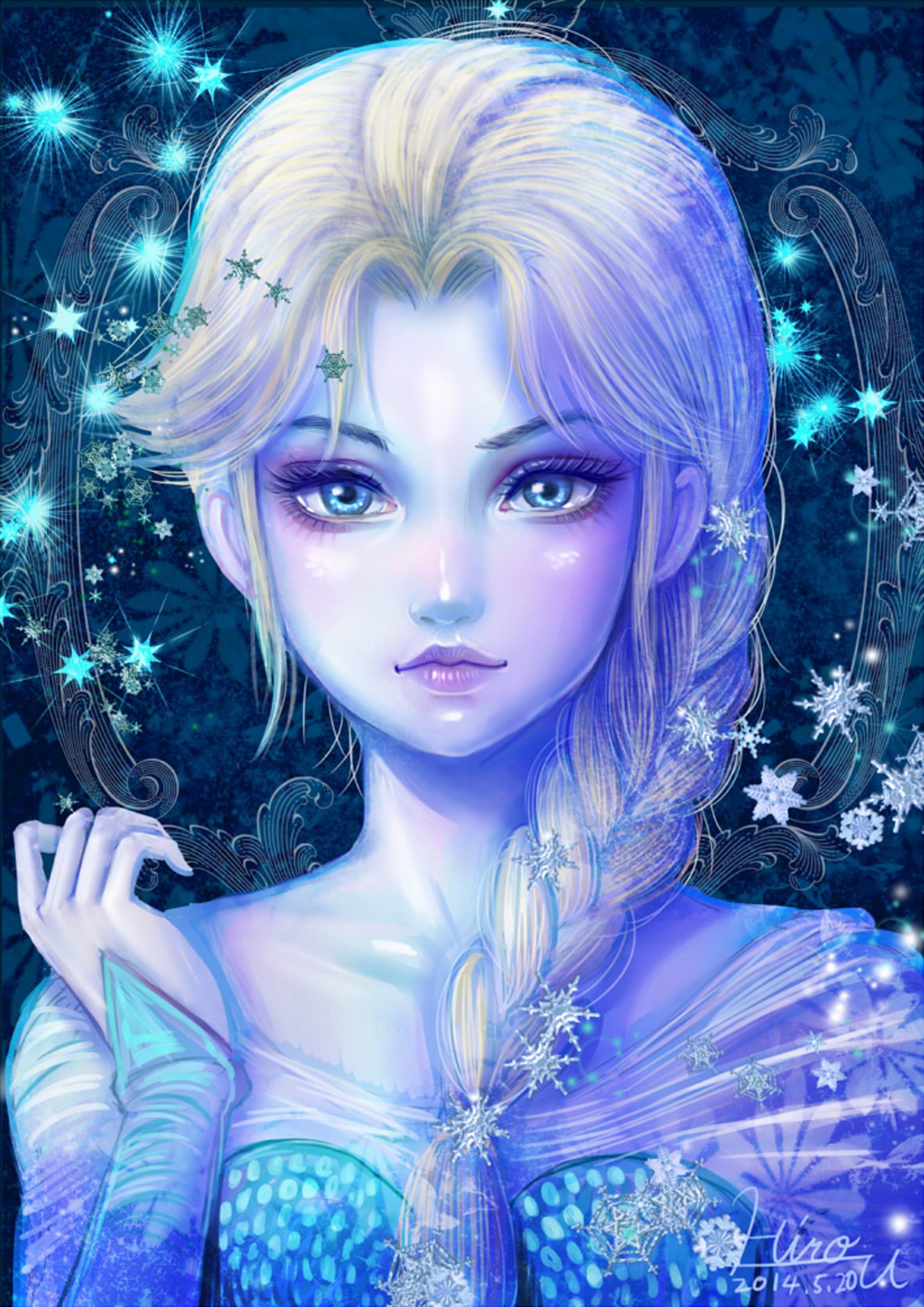 frozen, Disney, Elsa, Frozen, Long, Hair, Cartoon, Blue, Eyes, Snowflake Wallpaper
