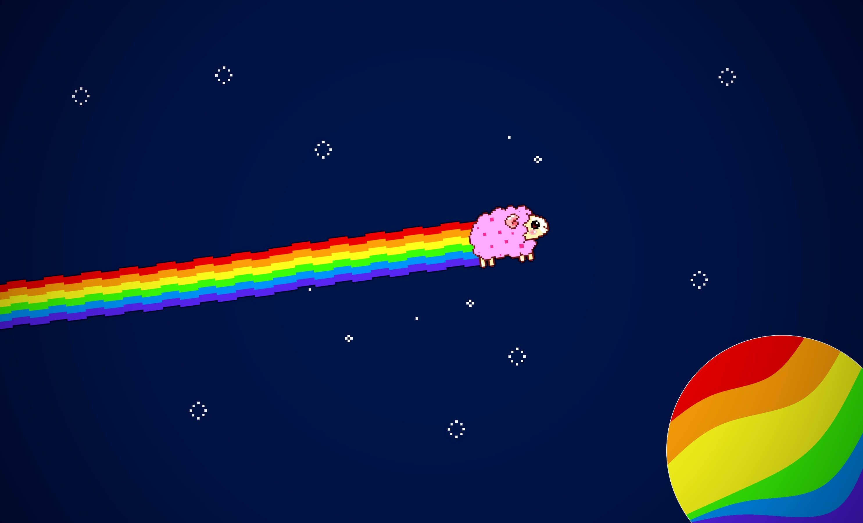 sheep, Nyan, Cat, Rainbow, Limitless, Tomleevis, Space, Pixel, Stars, Easy, Selfmade Wallpaper