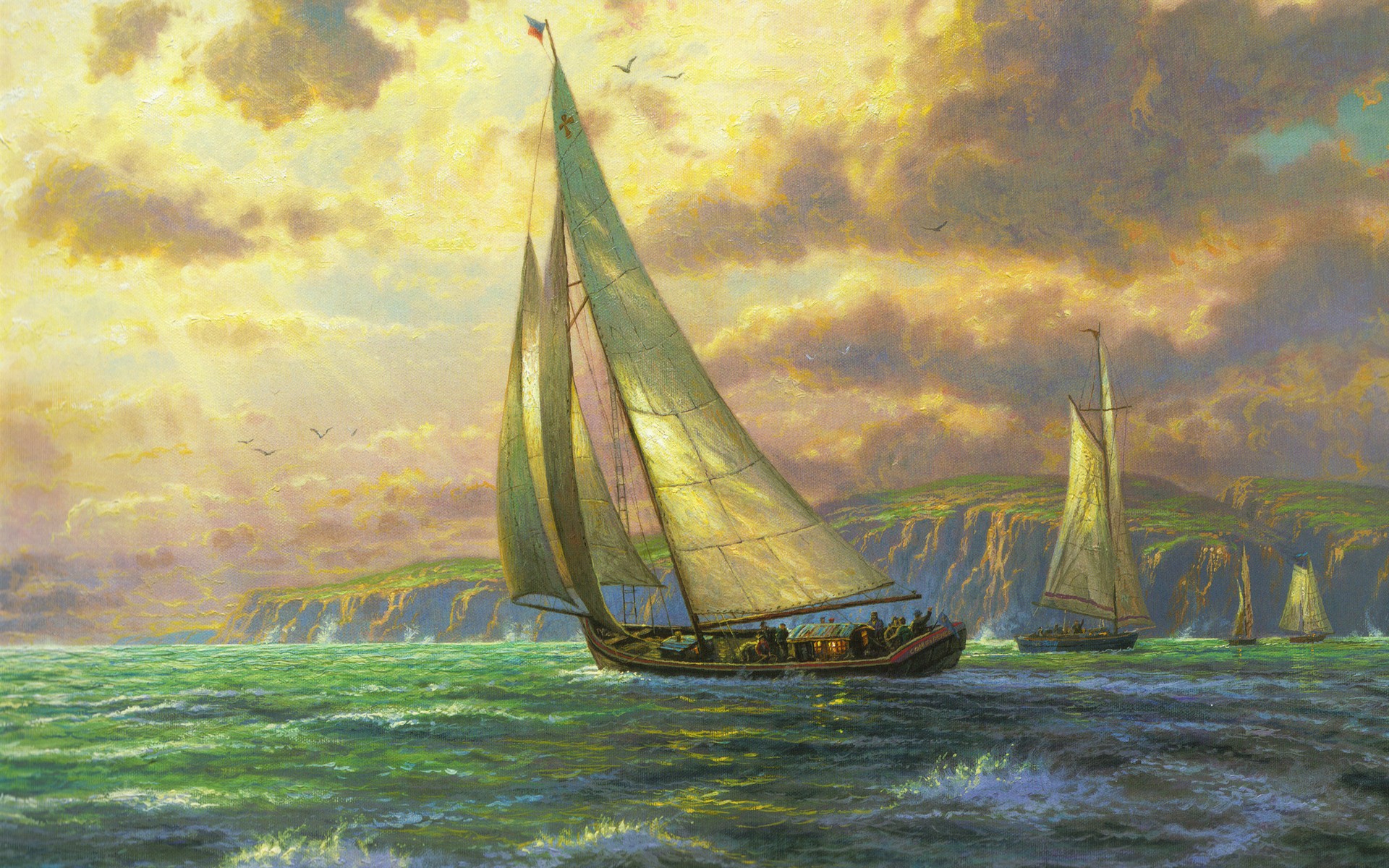 ocean, Ships, Artwork, Sail, Ship, Sailing, Paintwork, Sailing, Ships, Sea Wallpaper