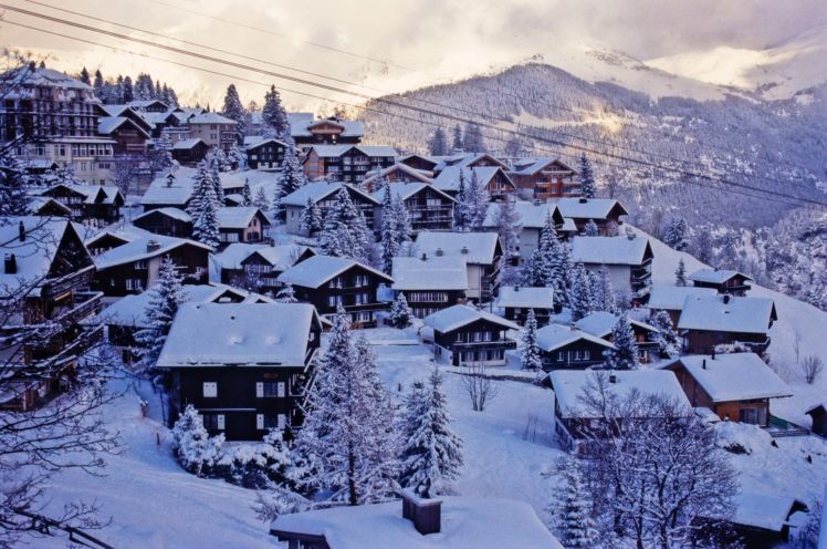 mountains, Landscapes, Snow, Trees, Houses, Europe, Switzerland HD Wallpaper Desktop Background
