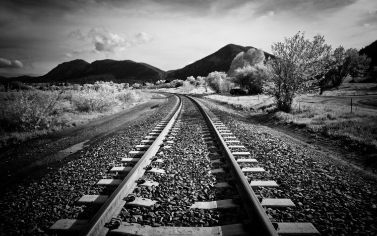 landscapes, Monochrome, Railroads HD Wallpaper Desktop Background