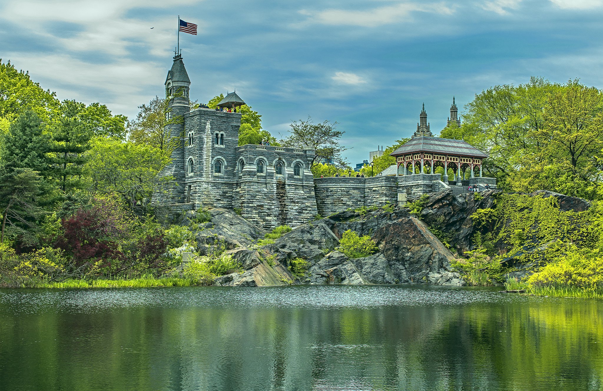 central, Park, Manhattan, New, York, Lake, Castle, Park Wallpaper